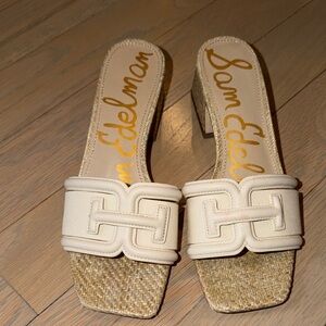 Sam Edelman Cream and Tan Mules